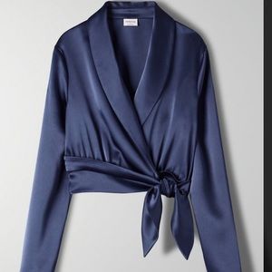 Aritzia Babaton Davis blouse in navy (size S)